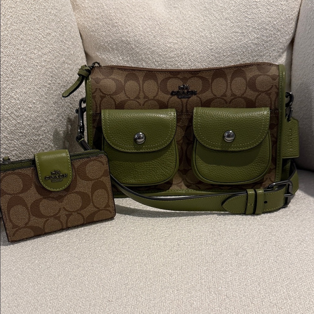 Coach Brown and Green Women's Bag Set